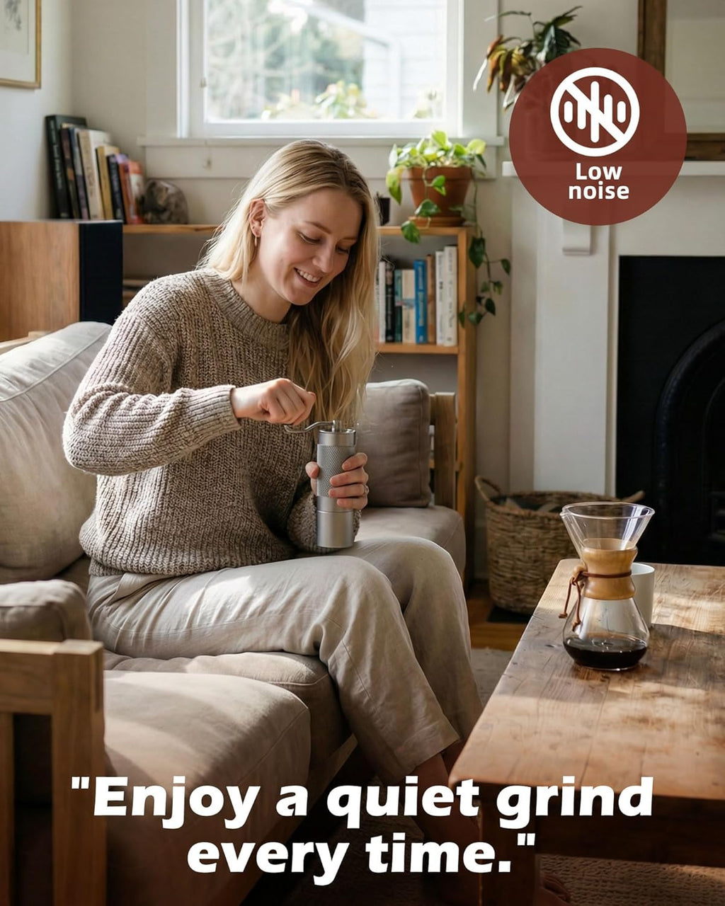 Pro Manual Coffee Grinder Stainless Steel Conical Burr With Adjustable Settings.Portable For Espresso, French press, Pour-over. All-metal, Plastic-free, Perfect For Travel camping