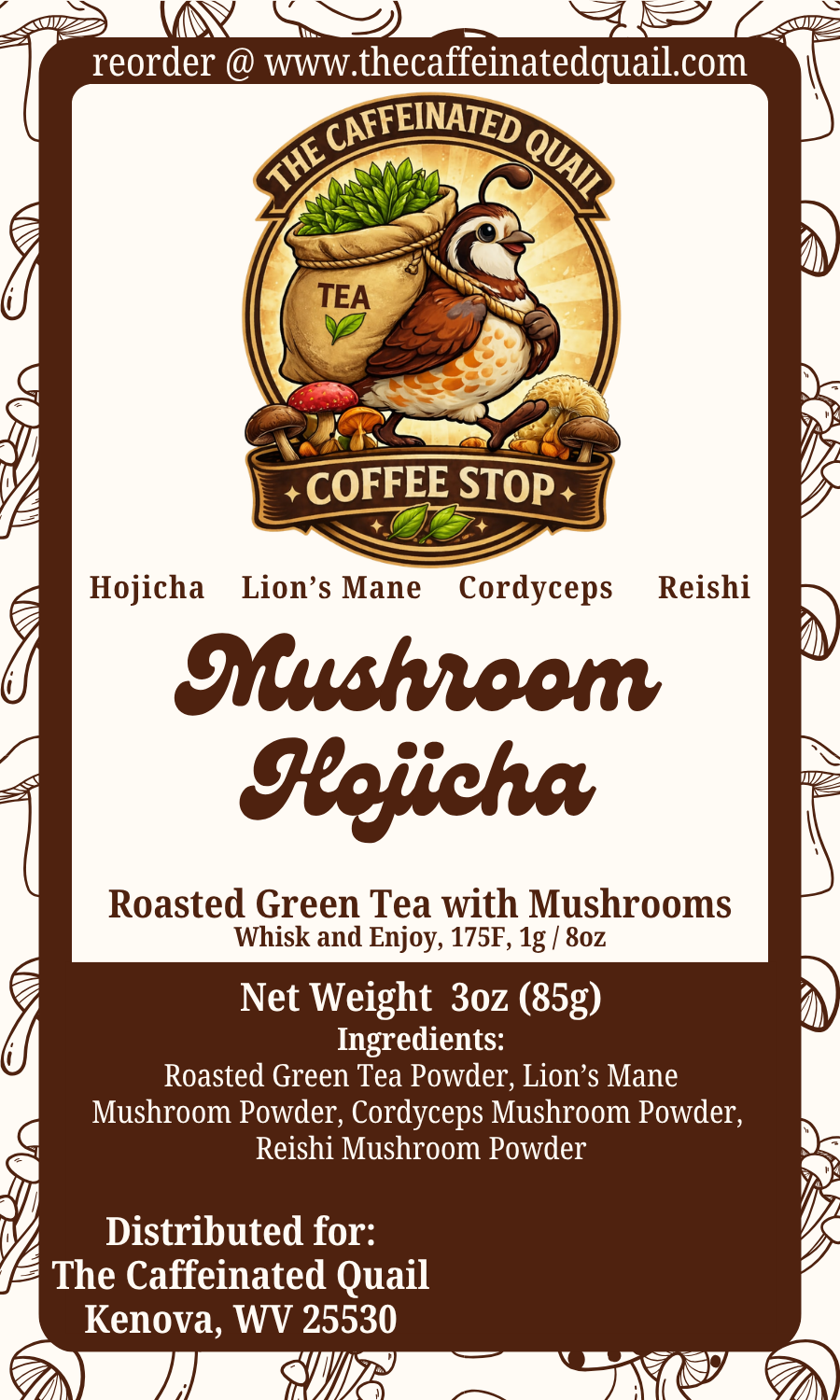 Hojicha Mushroom Blend Roasted Green Team Powder